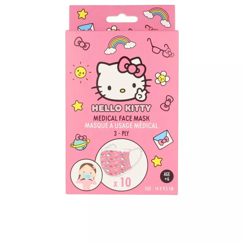 Masque chirurgical Hello Kitty pour enfants, pack de 10 pièces.