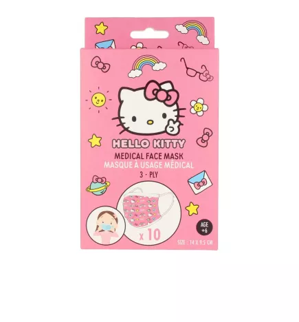 Masque chirurgical Hello Kitty pour enfants, pack de 10 pièces.