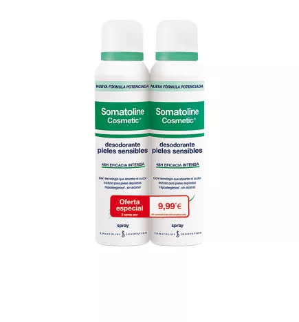 Coffret 2 pièces de spray déodorant pour peaux sensibles.