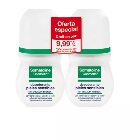 Coffret de 2 rouleaux de déodorant pour peaux sensibles.