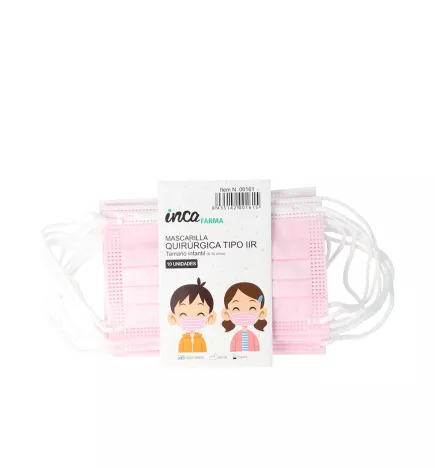 Masque chirurgical FARMA pour enfants IIR Ref rose 10 unités.